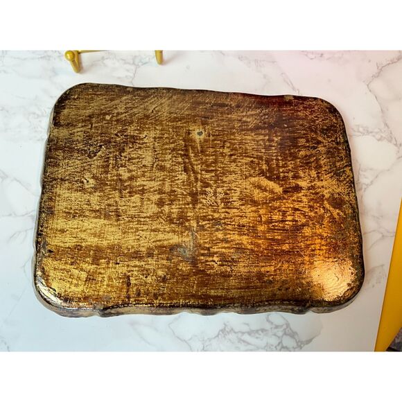 Vintage Italian Florentine Wood Tray Turquoise Gold Gilt  Tray Florentine Italian Florentine Vintage